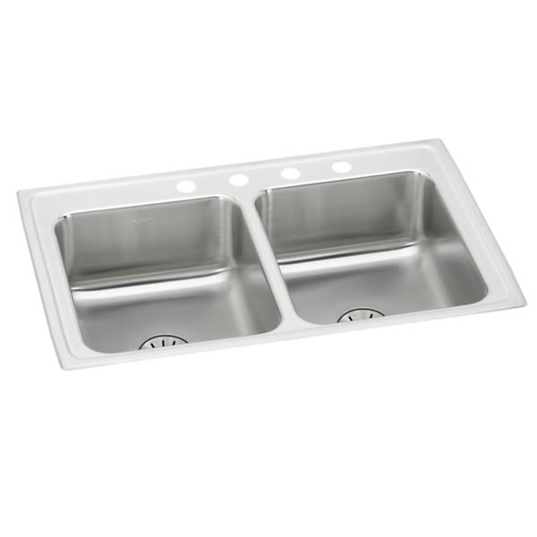 Elkay LRAD291865PD Lustertone® Classic Stainless Steel 29" x 18" x 6-1/2" Equal Double Bowl Drop-in ADA Sink with Perfect Drain®