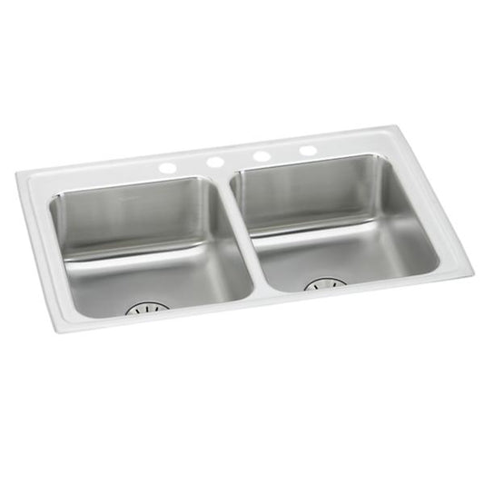 Elkay LRAD292265PD Lustertone® Classic Stainless Steel 29" x 22" x 6-1/2" Equal Double Bowl Drop-in ADA Sink with Perfect Drain®