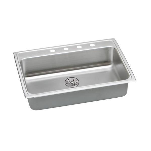 Elkay LRADQ312265PD Lustertone® Classic Stainless Steel 31" x 22" x 6-1/2" Single Bowl Drop-in ADA Sink with Perfect Drain® and Quick-clip