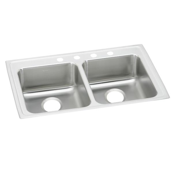 Elkay LRAD331940 Lustertone® Classic Stainless Steel 33" x 19-1/2" x 4" Equal Double Bowl Drop-in ADA Sink