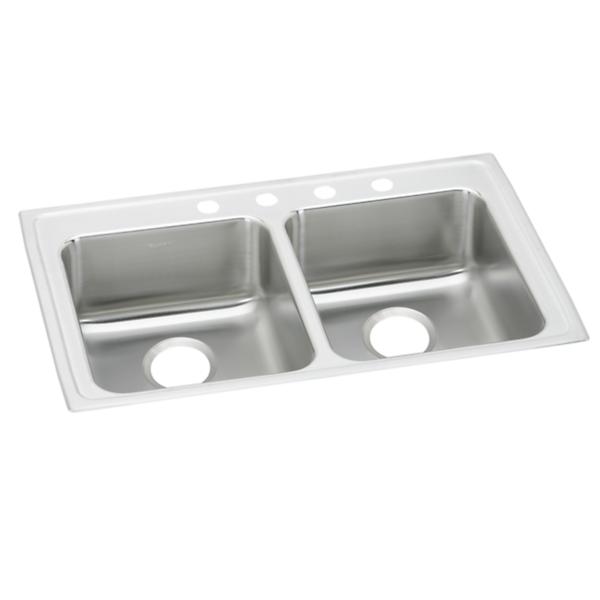 Elkay LRAD332165 Lustertone® Classic Stainless Steel 33" x 21-1/4" x 6-1/2" Equal Double Bowl Drop-in ADA Sink
