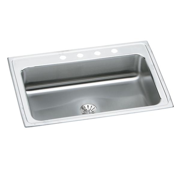 Elkay LRS3322PD Lustertone® Classic Stainless Steel 33" x 22" x 7-5/8" Single Bowl Drop-in Sink with Perfect Drain® and Quick-clip