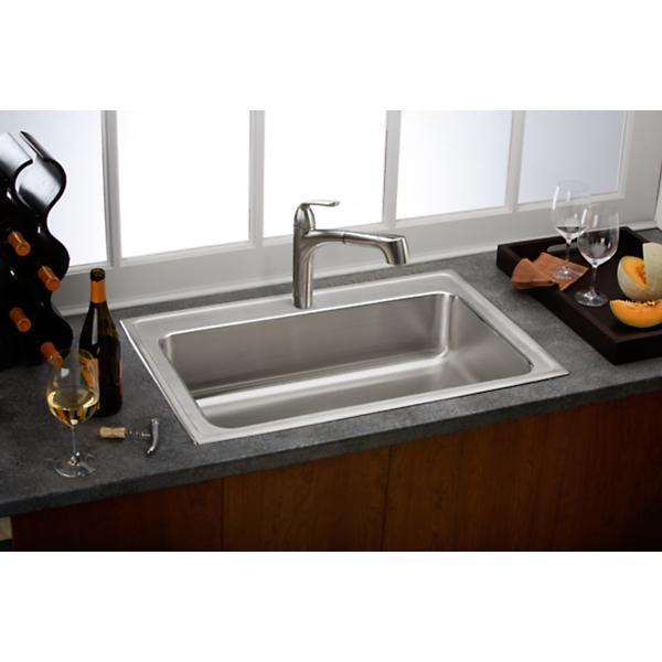 Elkay LRS3322 Lustertone® Classic Stainless Steel 33" x 22" x 7-5/8" Single Bowl Drop-in Sink