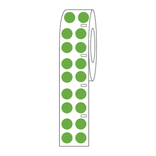 Globe Scientific LTC-13G Label Roll Cryo Direct Thermal 13mm Dots for 2.0mL Tubes Green