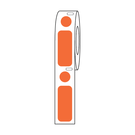 Globe Scientific LTC-33X13-95N Label/Dot Combo Roll Cryo Direct Thermal 33x13mm & 9.5mm Dot for 2.0mL Tubes Orange