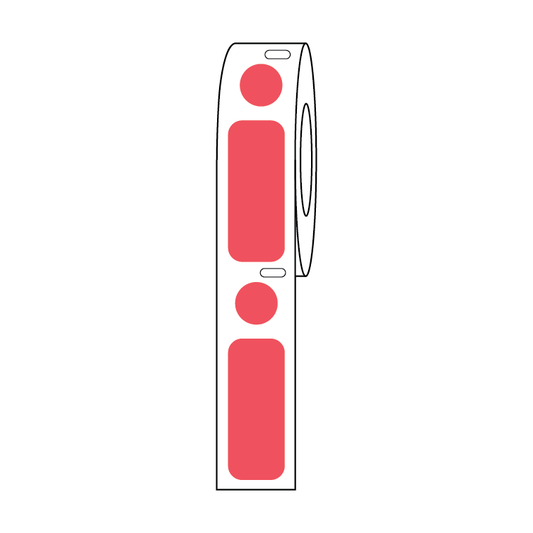 Globe Scientific LTC-33X13-95R Label/Dot Combo Roll Cryo Direct Thermal 33x13mm & 9.5mm Dot for 2.0mL Tubes Red