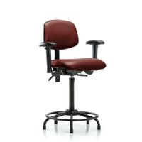 Blue Ridge Ergonomics VDHCH-MB-CR-T0-A0-RG-8815 Rutledge Vinyl Chair Chrome - Desk Height with Medium Back & Stationary Glides in Borscht Supernova™ Vinyl