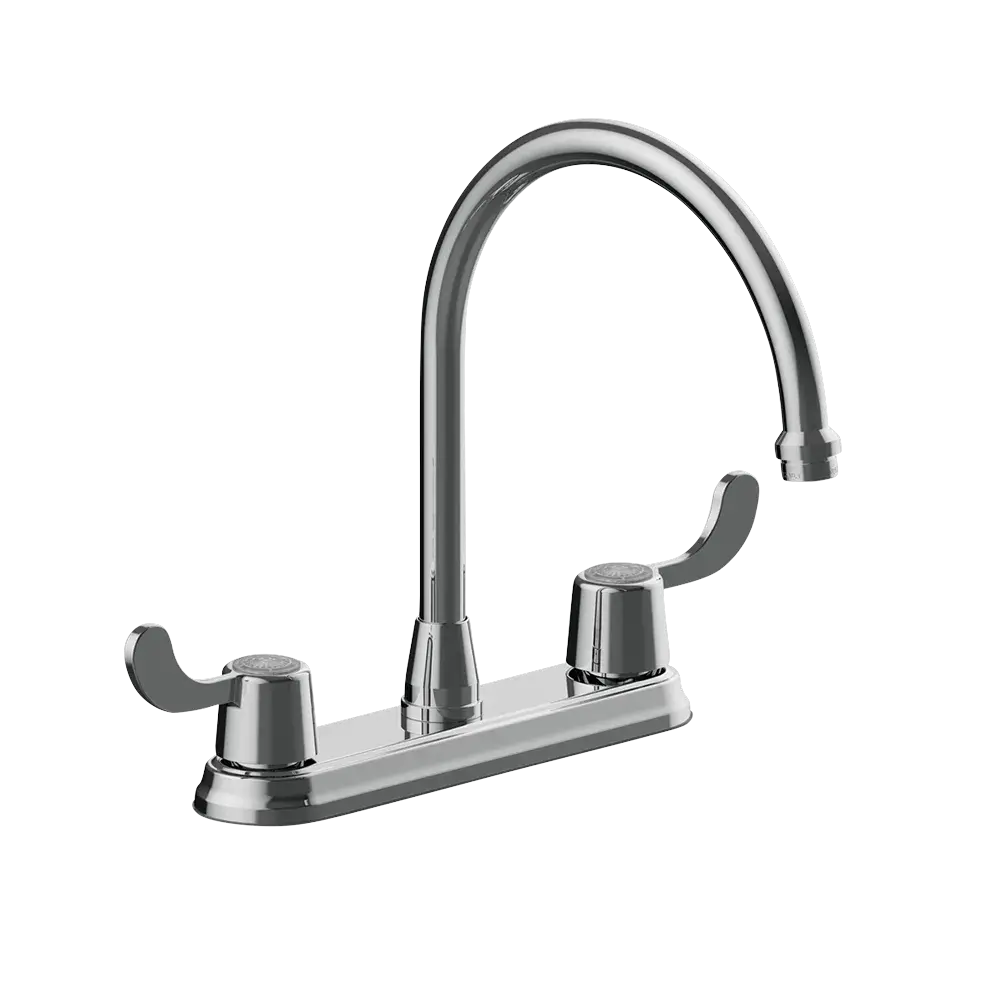 Matco-Norca LV-250CB Leverage Two Handle Kitchen Faucet, Chrome with Metal Wrist Blade Handles