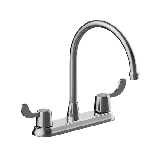 Matco-Norca LV-250CB Leverage Two Handle Kitchen Faucet, Chrome with Metal Wrist Blade Handles