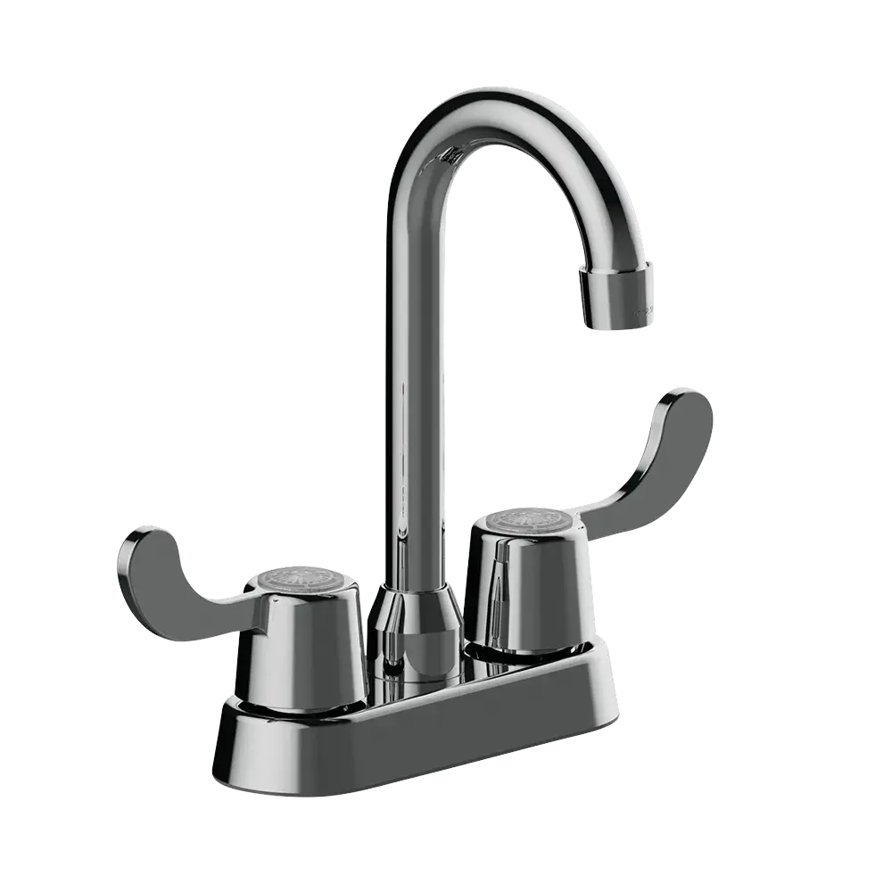 Matco-Norca LV-325CB Leverage Two Handle Washerless Valve Bar Faucets, Chrome with Metal Wrist Blade Handles