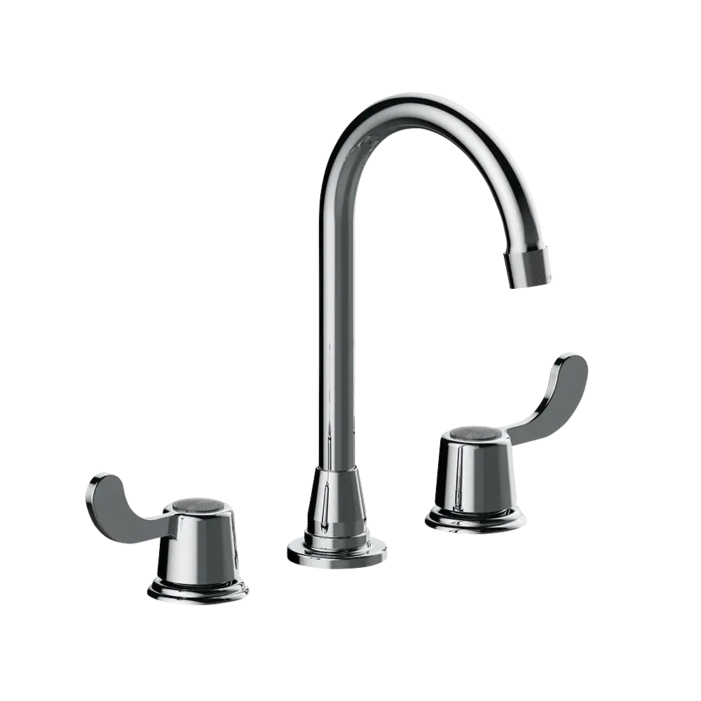 Matco-Norca LV-480CLB Leverage Two Handle Washerless Valve Widespread Lavatory Faucets, Metal Wrist Blade Handles, Less Pop-Up, Chrome