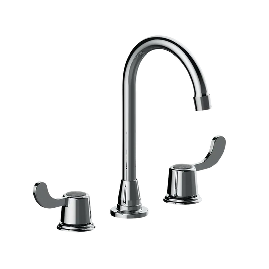 Matco-Norca LV-480CLB Leverage Two Handle Washerless Valve Widespread Lavatory Faucets, Metal Wrist Blade Handles, Less Pop-Up, Chrome