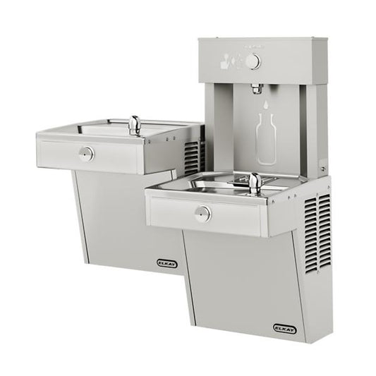 Elkay VRCTLDDMWSK ezH2O® Vandal-Resistant Bottle Filling Station & Bi-Level Fountain Non-Filtered Non-Refrigerated Stainless