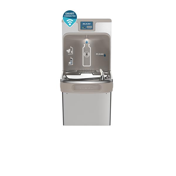 Elkay LZS8WSSP-W1 Enhanced Connected ezH2O® Bottle Filling Station & Single ADA Cooler Refrigerated Stainless High Capacity Lead Reduction Quick Filter Change