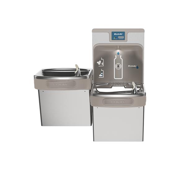 Elkay LZSTL8WSSP-W1 Enhanced Connected ezH2O® Bottle Filling Station & Versatile Bi-Level ADA Cooler Refrigerated Stainless High Capacity Lead Reduction Quick Filter Change