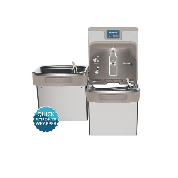 Elkay LZSTL8WSSP Enhanced ezH2O® Bottle Filling Station & Versatile Bi-Level ADA Cooler Refrigerated Stainless High Capacity Lead Reduction Quick Filter Change