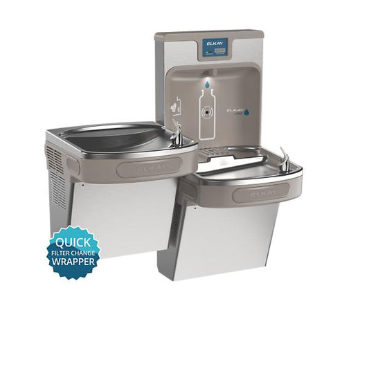 Elkay LZSTL8WSSP-PF Enhanced ezH2O Bottle Filling Station & Versatile Bi-Level ADA Cooler Refrigerated Stainless PFOA/PFOS Reduction Quick Filter Change