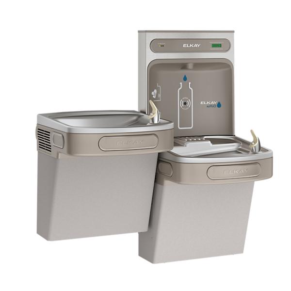 Elkay LZSTLDDWSLK ezH2O® Bottle Filling Station & Versatile Bi-Level ADA Cooler Filtered Non-Refrigerated Light Gray