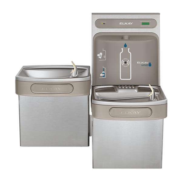 Elkay LZSTLDDWSSK ezH2O® Bottle Filling Station & Versatile Bi-Level ADA Cooler Filtered Non-Refrigerated Stainless