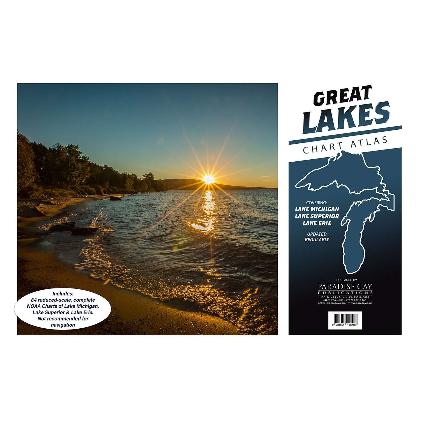 Paradise Clay IHP_GLCB1 Great Lakes Chart Atlas (Lake Michigan, Lake Superior & Lake Erie) 12x18 Spiral-bound