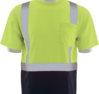 Delta Plus WEL63309LBXL 9601SB CL 2 Jersey Knit Short Sleeve Black Bottom Tee, XL, Hi Viz Lime