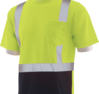 Delta Plus WEL63309LBXL 9601SB CL 2 Jersey Knit Short Sleeve Black Bottom Tee, XL, Hi Viz Lime