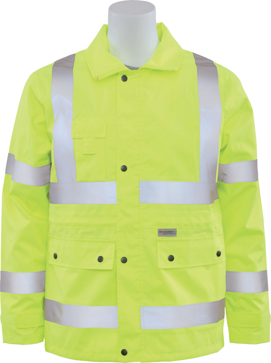 Delta Plus WEL61480HLMD S371 CL 3 Rain Coat, MD, Hi Viz Lime