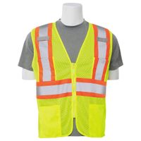 Delta Plus WEL61821HL5X S383P CL 2 Multi-Pocket Safety Vest, 5X, Hi Viz Lime