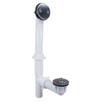 Jones Stephens B0713BN Brushed Nickel Two-Hole Lift and Turn Bath Waste Kit, Standard Full Kit, White Plastic