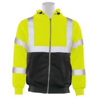 Delta Plus WEL62985LBMD W375B Type R, Class 3 Zip Front Hoodie Sweatshirt with Black Bottom, Hi Viz Lime, MD