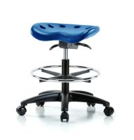 Blue Ridge Ergonomics PTMBSO-RG-BF-RC-BLK Polyurethane Tractor Sit-Stand Stool - Medium Bench Height with Black Foot Ring & Casters in Black Polyurethane