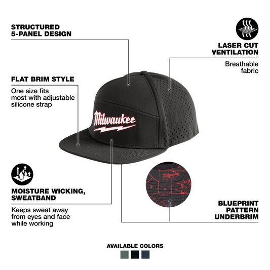 Milwaukee Tool M771B Flat Brim Snapback (Black), 1 EA