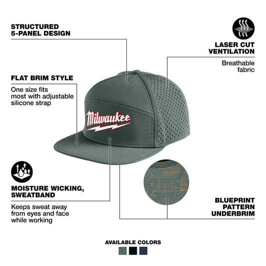 Milwaukee Tool M771E Flat Brim Snapback (Green), 1 EA
