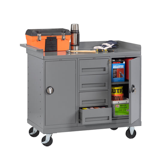 Tennsco MB-5-2545 Mobile Workbench with 2 Cabinets and 4 Drawers