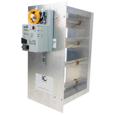 iO HVAC Controls MD-3608-BM 36" X 08" Rectangular 2 Position Zone Damper - Belimo 3 Wire Actuator- Bottom Mount