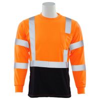 Delta Plus WEL64044OBXL 9802SB CL 3 Jersey Knit Long Sleeve Tee, XL, Hi Viz Orange-Black