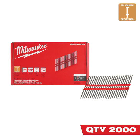 Milwaukee Tool MDP16D-2000 Milwaukee® 16D 3” x .131” Collated Duplex Nails, 1 EA