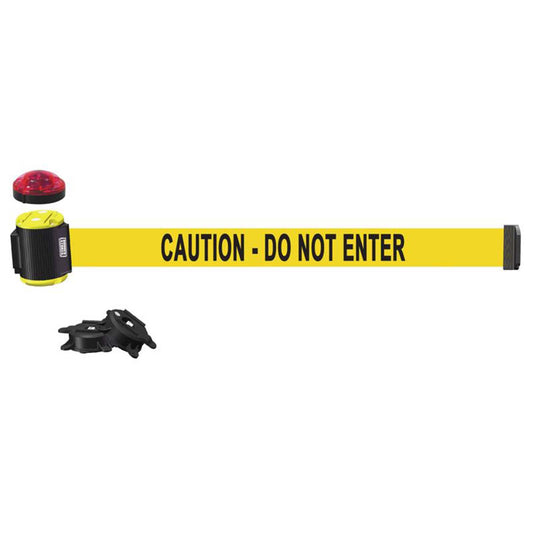 Banner Stakes MH1502L 15' Magnetic Wall Mount with Light Kit- Yellow "Caution - Do Not Enter" Banner