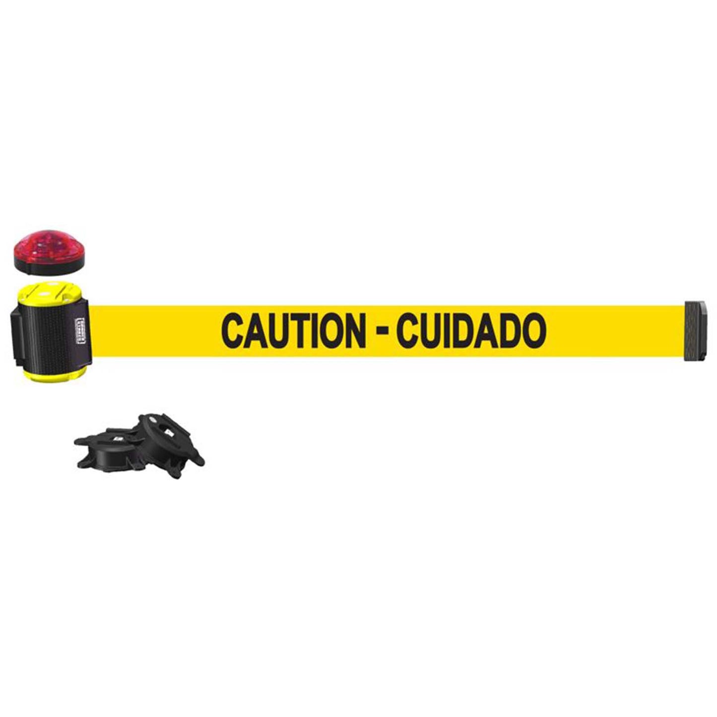 Banner Stakes MH1503L 15' Magnetic Wall Mount with Light Kit- Yellow "Caution - Cuidado" Banner