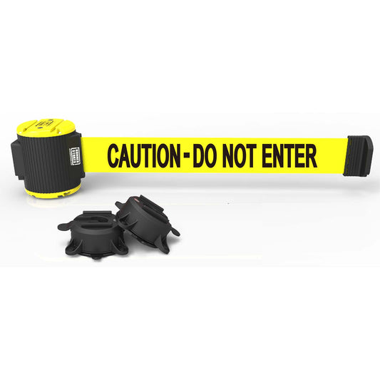 Banner Stakes MH5002 30' Magnetic Wall Mount - Yellow "Caution - Do Not Enter" Banner