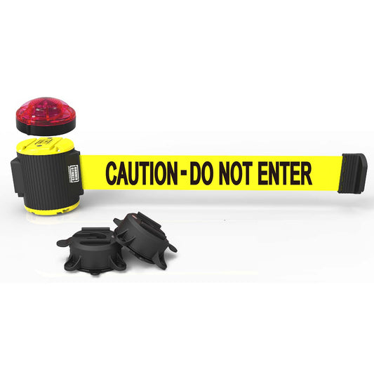 Banner Stakes MH5002L 30' Magnetic Wall Mount with Light Kit - Yellow "Caution-Do Not Enter"