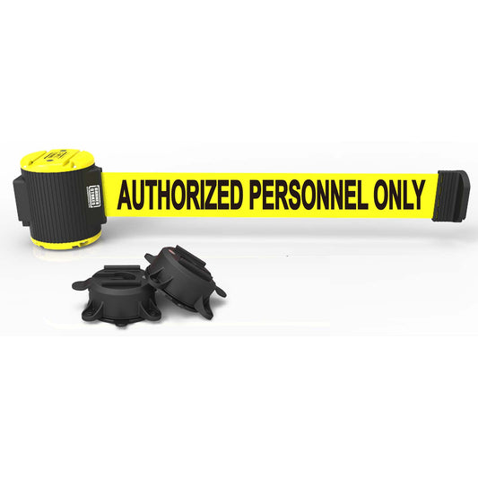 Banner Stakes MH5003 30' Magnetic Wall Mount - Yellow "Authorized Personnel Only" Banner