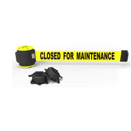 Banner Stakes MH5006 30' Magnetic Wall Mount - Yellow "Closed for Maintenance" Banner