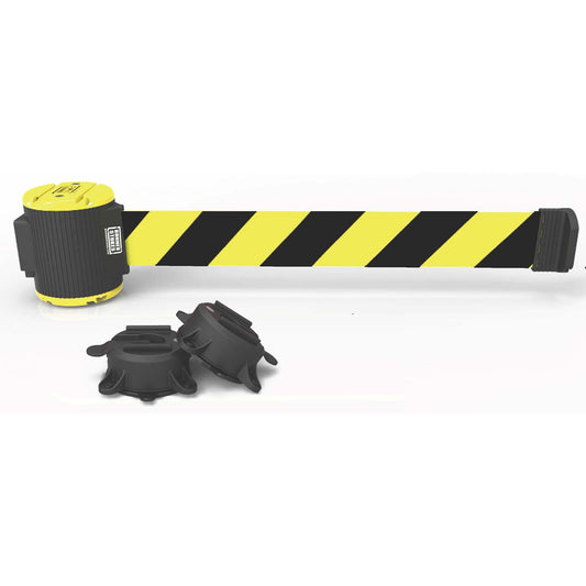 Banner Stakes MH5007 30' Magnetic Wall Mount - Yellow/Black Diagonal Stripe Banner