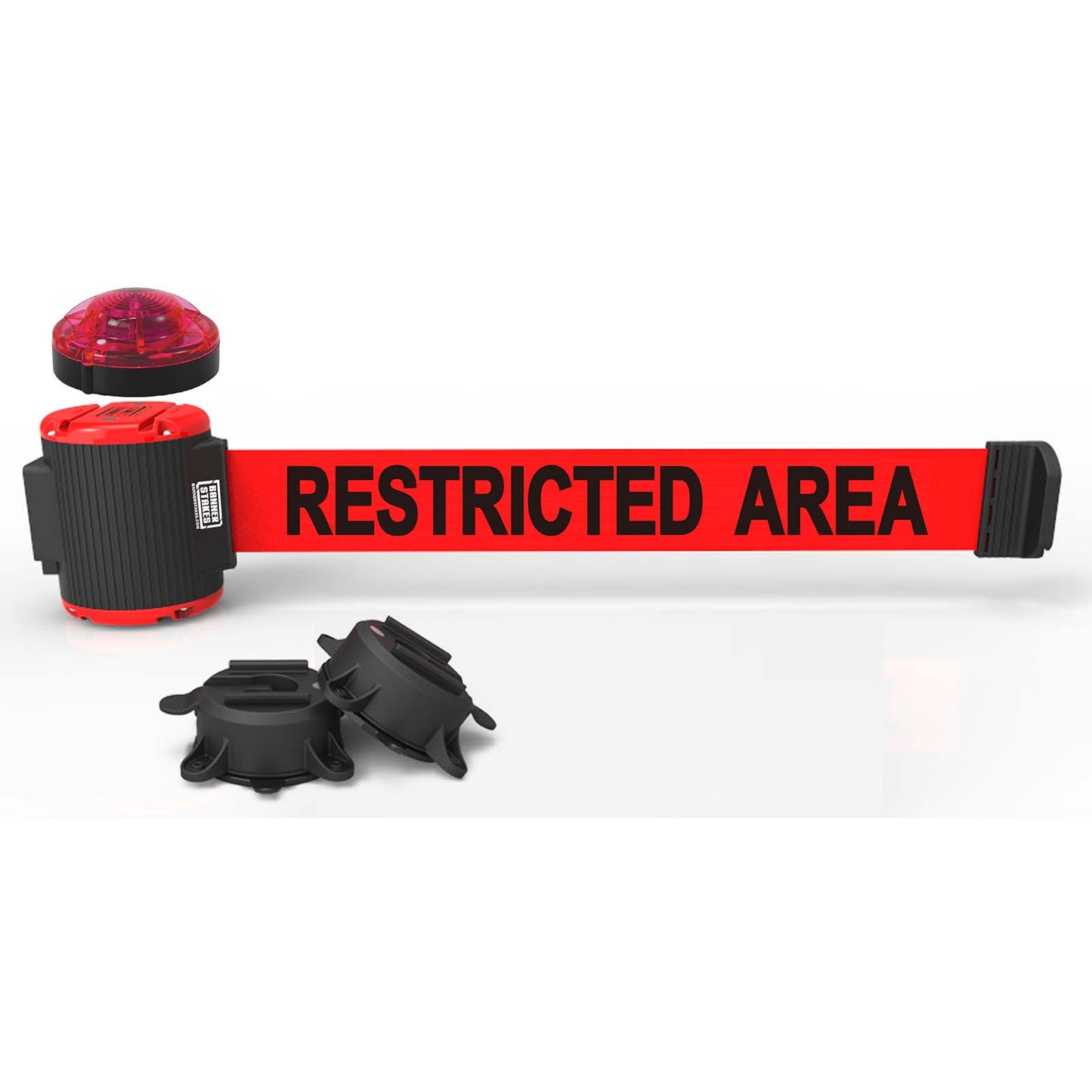 Banner Stakes MH5008L 30' Magnetic Wall Mount with Light Kit - Red "Restricted Area"