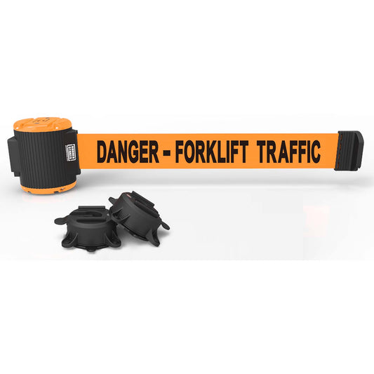 Banner Stakes MH5013 30' Magnetic Wall Mount - Orange "Danger- Forklift Traffic" Banner