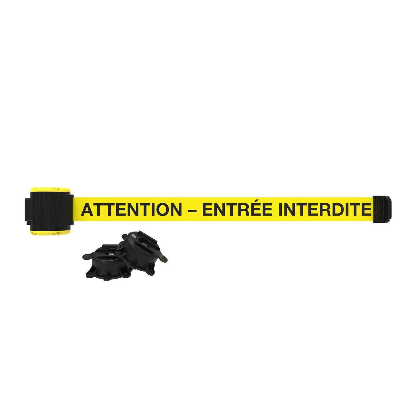 Banner Stakes MH5016 30' Magnetic Wall Mount - Yellow "ATTENTION – ENTRÉE INTERDITE" Banner