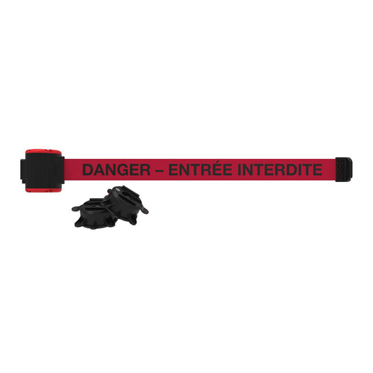 Banner Stakes MH5017 30' Magnetic Wall Mount - Red "DANGER – ENTRÉE INTERDITE" Banner