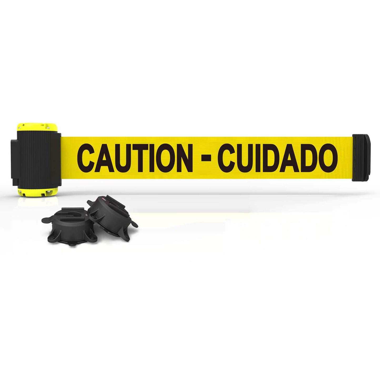 Banner Stakes MH7002 7' Magnetic Wall Mount - Yellow "Caution - Cuidado" Banner