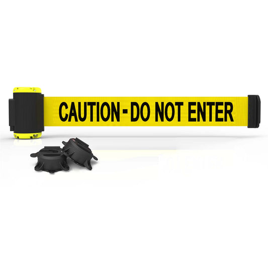 Banner Stakes MH7003 7' Magnetic Wall Mount - Yellow "Caution - Do Not Enter" Banner